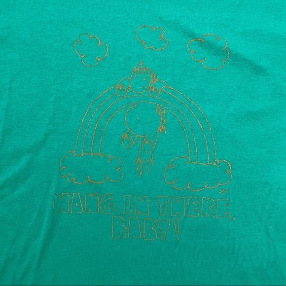 Unicorn “Hang In There Baby” Green Tee - Unisex Adult S - Picture 4 of 4